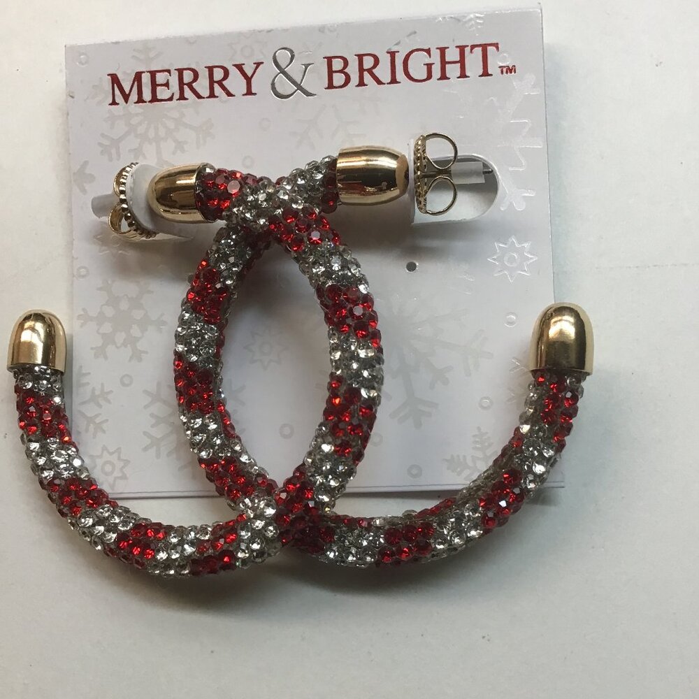 Merry & Bright New Red and Silver Hoop Earrings
